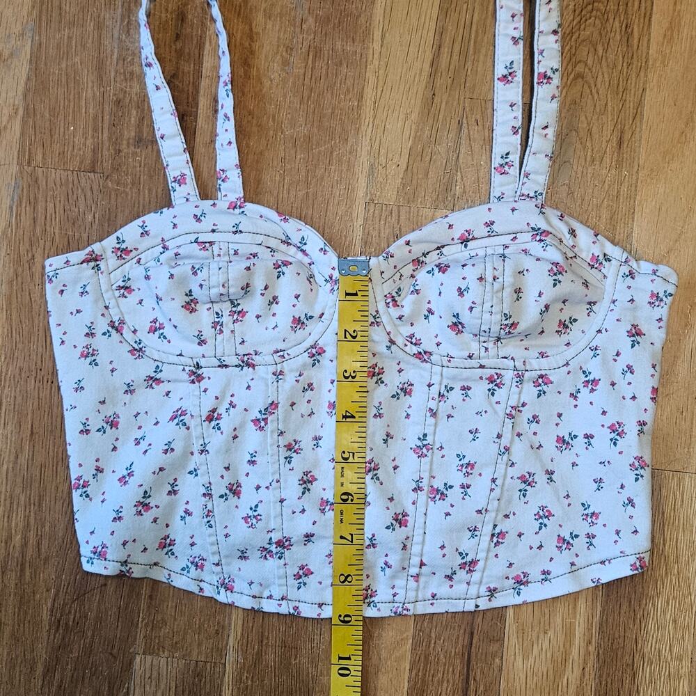 No Boundaries Womens‎ Tank White Dainty Floral Bustier Top Size M Feminine - Picture 9 of 12